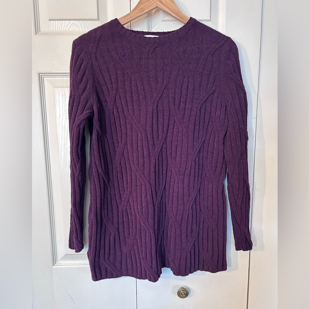 J. Jill Plum Cable Knit‎ Chenile Sweater